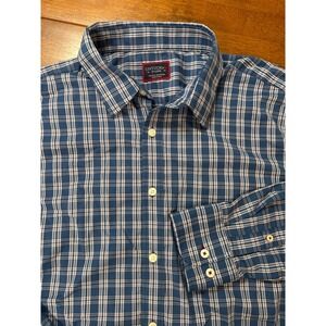 UNTUCKit Nylon Blend Button Down Shirt Men XL Blue Plaid Long Sleeve Performance